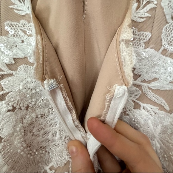 NWT Monica Loretti Luminosa 8232 Fit & Flare Cutout Back Wedding Dress Size 14 - Picture 7 of 12